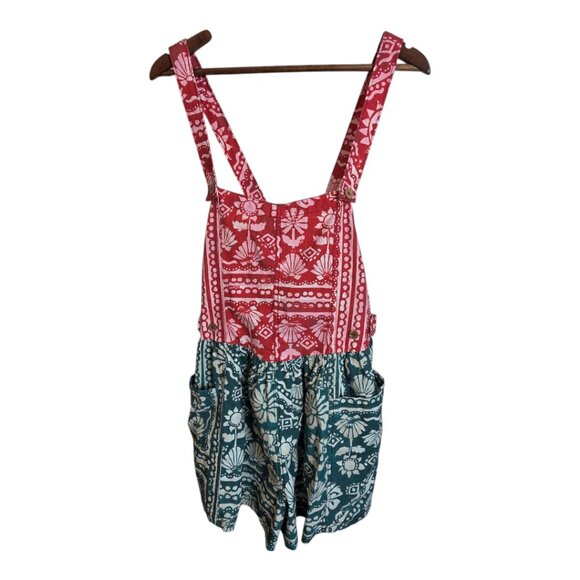 Free People Pants - Free People Red Palm Bay Printed Shortalls Multicolor Floral Print Pockets Large